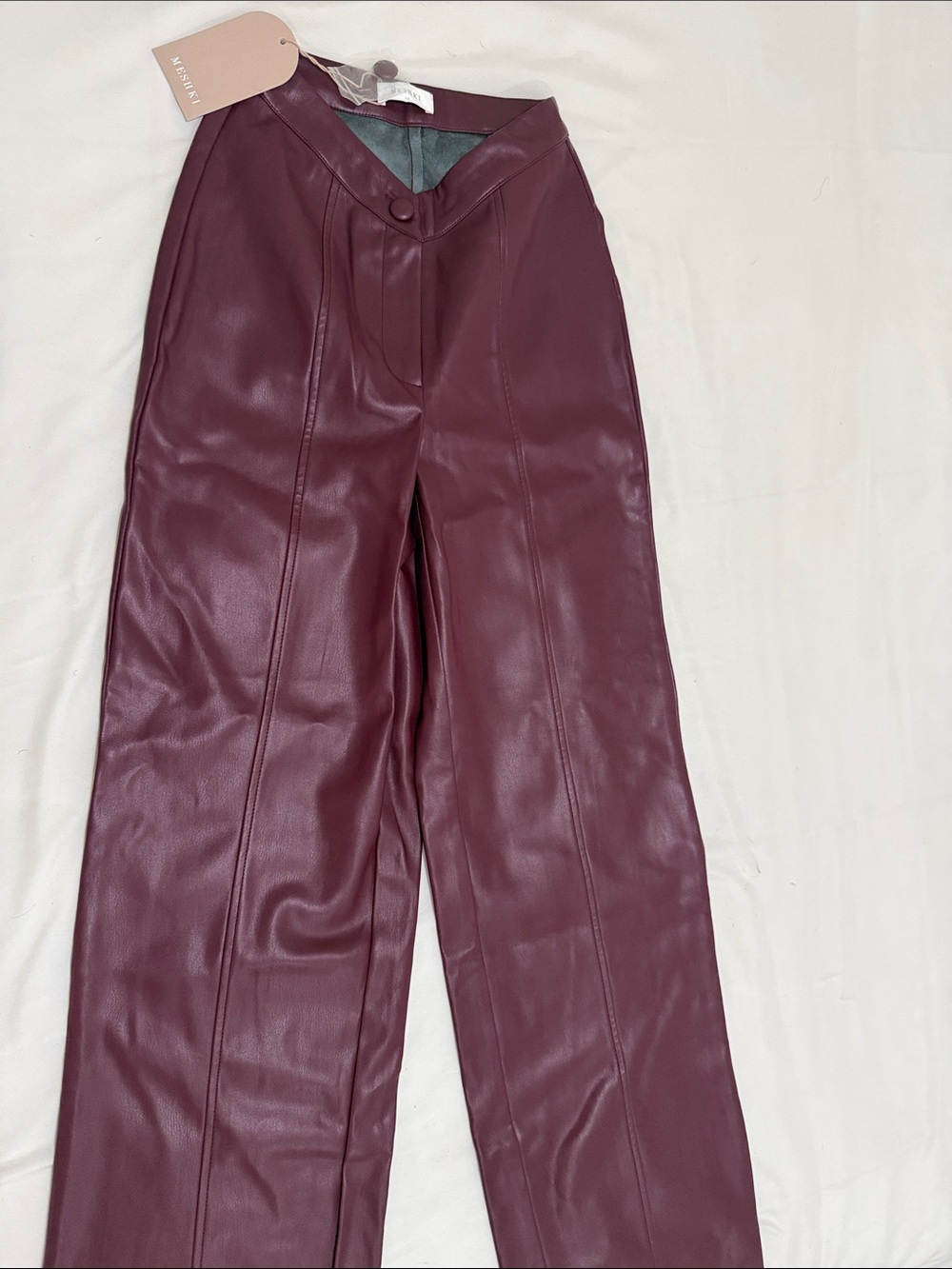 Meshki Burgundy Leather Pants - Picture 2 of 2